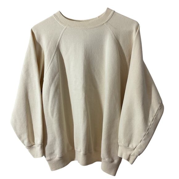 Vintage Hanes Her Way Size Large Sweatshirt Off White Single Stitch - Picture 1 of 9